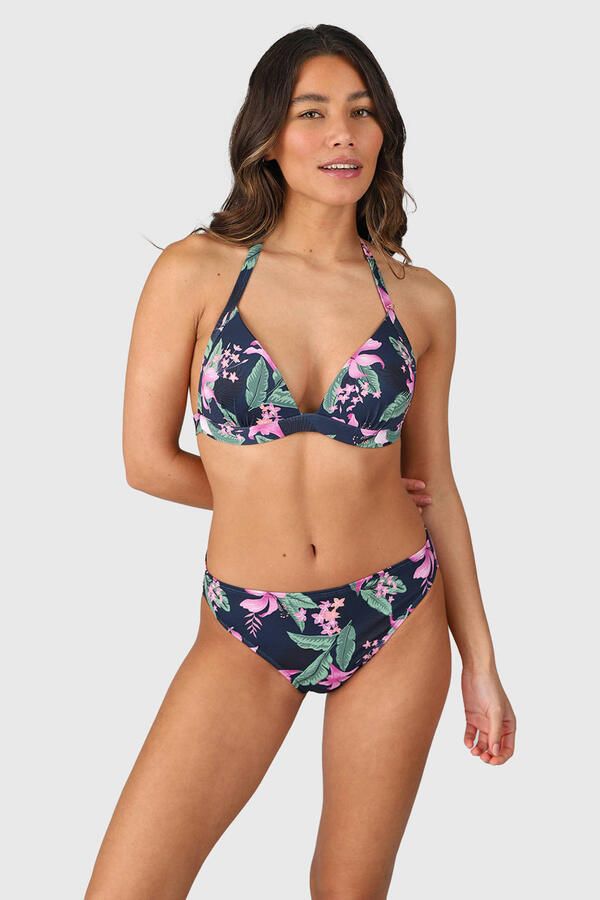 Brunotti voorgevormde triangel bikinitop Lisselot donkerblauw roze