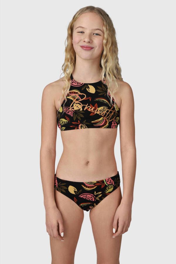Brunotti crop bikini Camellia zwart multi Meisjes Polyester All over print 176