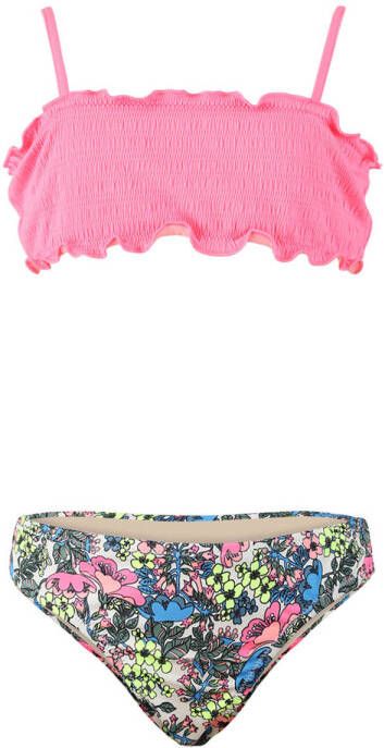 Brunotti crop bikini Nolly met smock roze multi Meisjes Polyester All over print 176