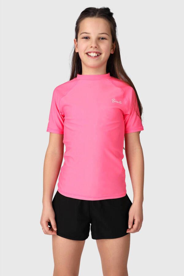 Brunotti UV T-shirt Lineas roze UV shirt Meisjes Gerecycled polyester Opstaande kraag 164