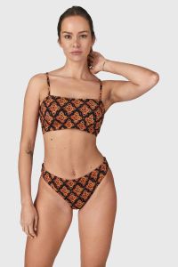 Brunotti voorgevormde bandeau bikini Bonny zwart oranje