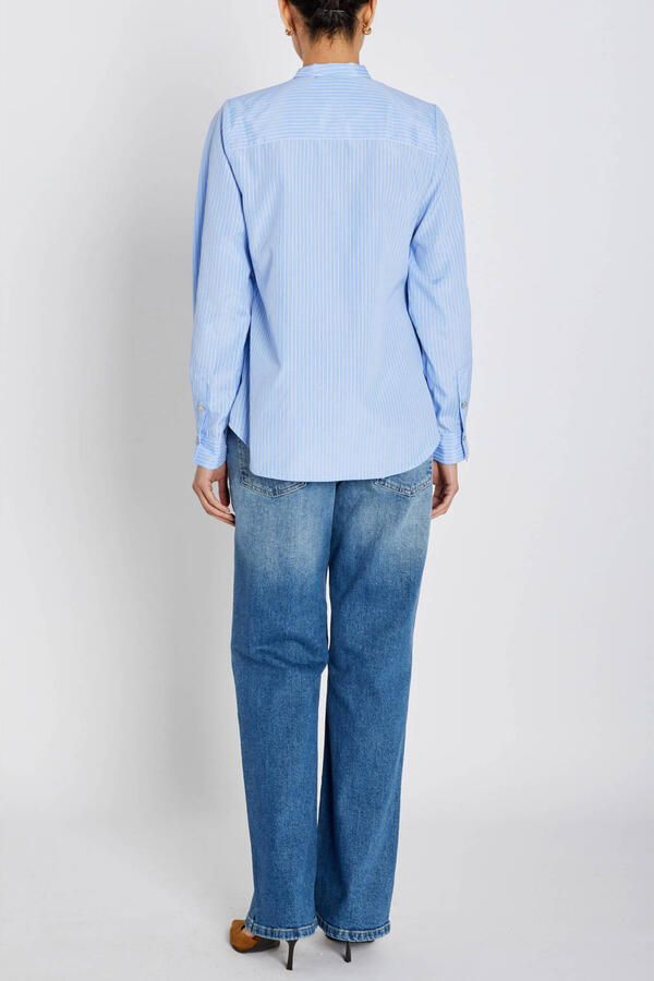 Bruuns Bazaar blouse met streep lichtblauw - Foto 2