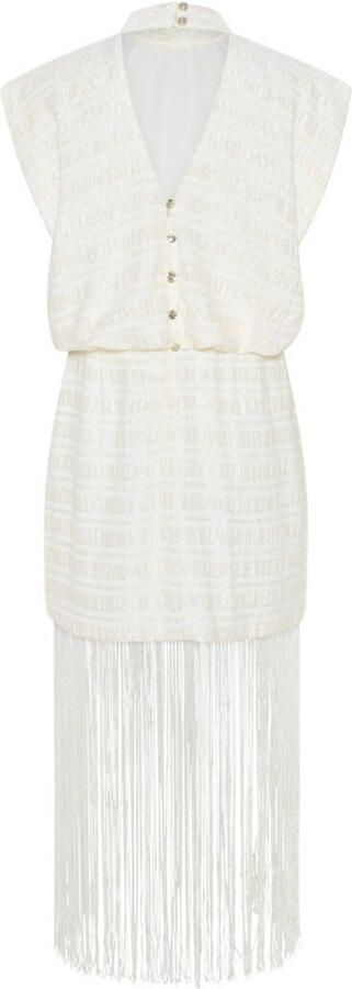 Bruuns Bazaar Elegante Snow White Jurk met Franjedetail White Dames