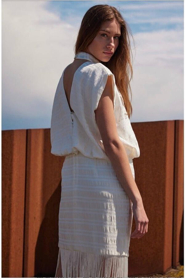 Bruuns Bazaar Elegante Snow White Jurk met Franjedetail White Dames - Foto 3