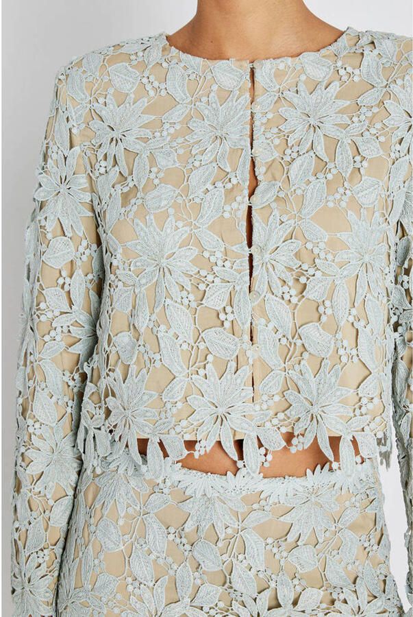Bruuns Bazaar gebloemde cropped blazer lichtblauw - Foto 3