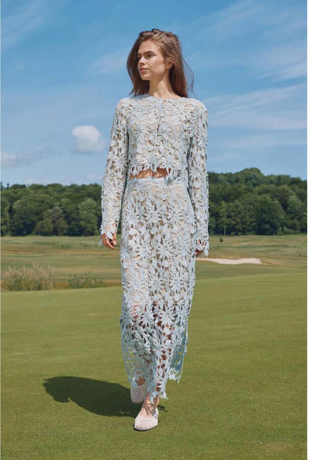 Bruuns Bazaar gebloemde cropped blazer lichtblauw - Foto 2