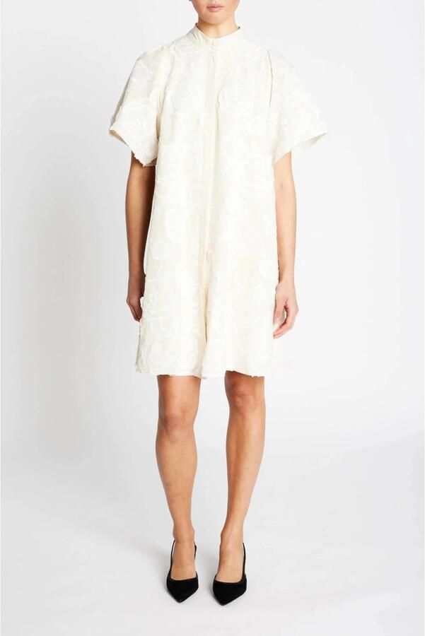 Bruuns Bazaar Elegante jurk met pofmouwen wit White Dames