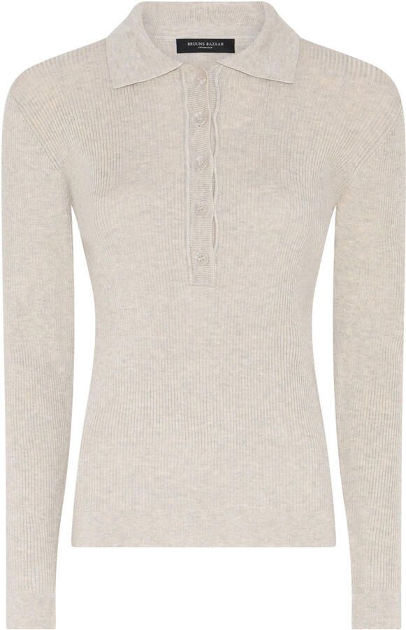 BRUUNS BAZAAR Dames Truien & Vesten Anemonebbvalea Knit Polo Beige - Foto 4
