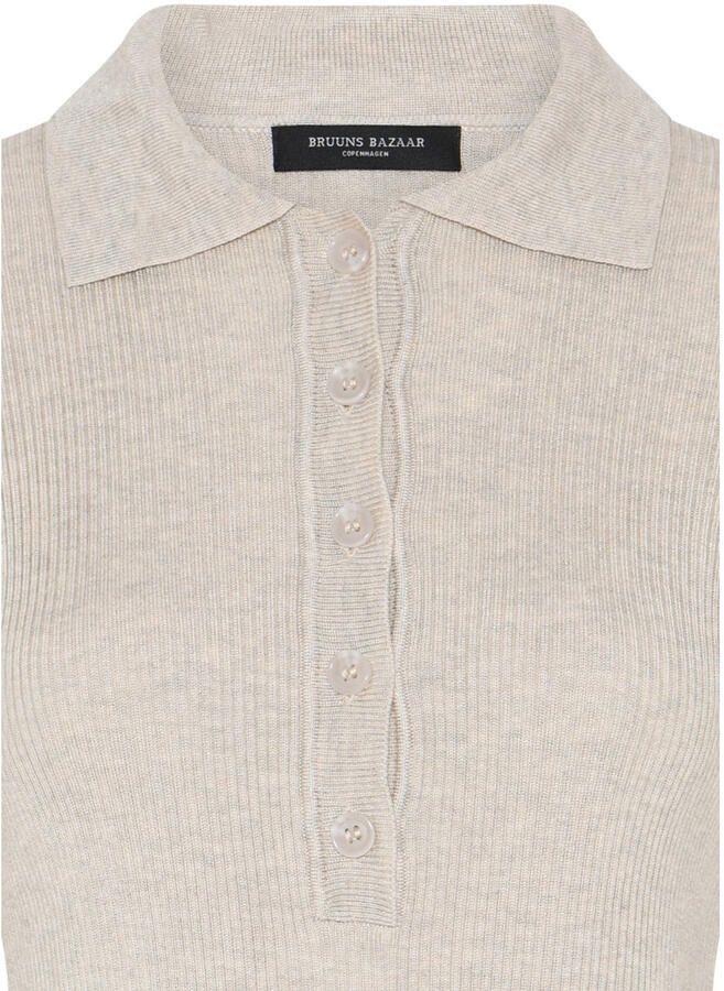 BRUUNS BAZAAR Dames Truien & Vesten Anemonebbvalea Knit Polo Beige - Foto 5
