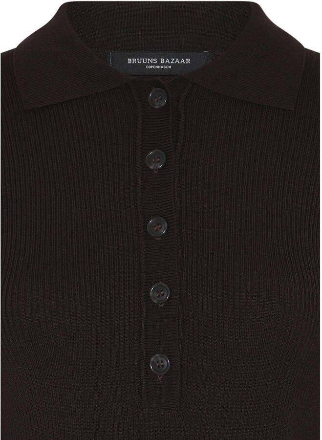 BRUUNS BAZAAR Dames Truien & Vesten Anemonebbvalea Knit Polo Bruin - Foto 6