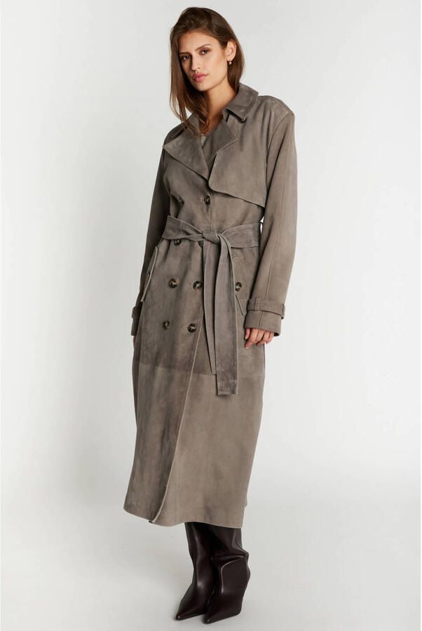 Bruuns Bazaar trenchcoat met ceintuur grijs