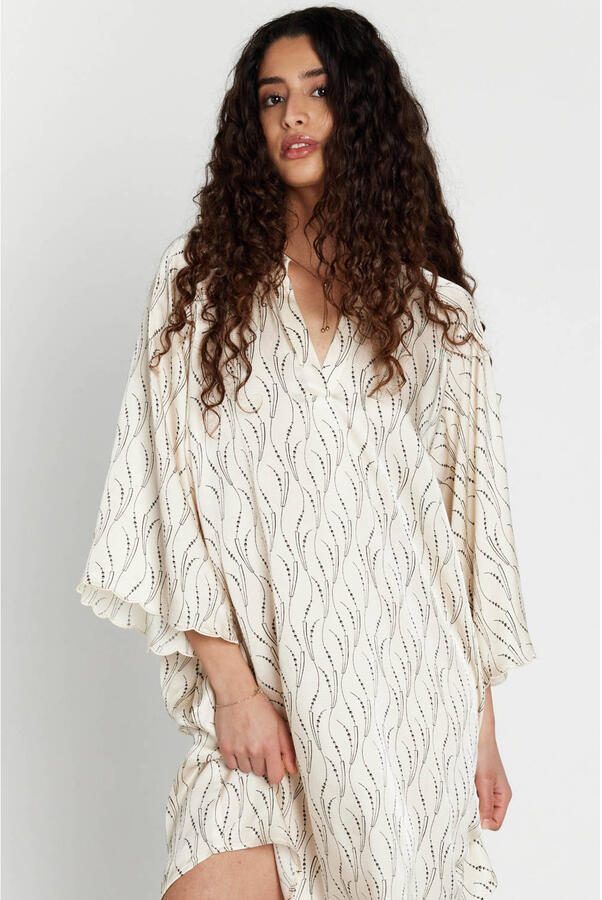 Bruuns Bazaar viscose korte jurk met print ecru