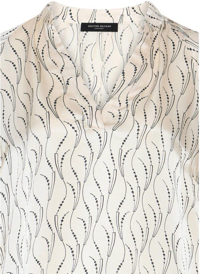 Bruuns Bazaar viscose korte jurk met print ecru - Foto 2