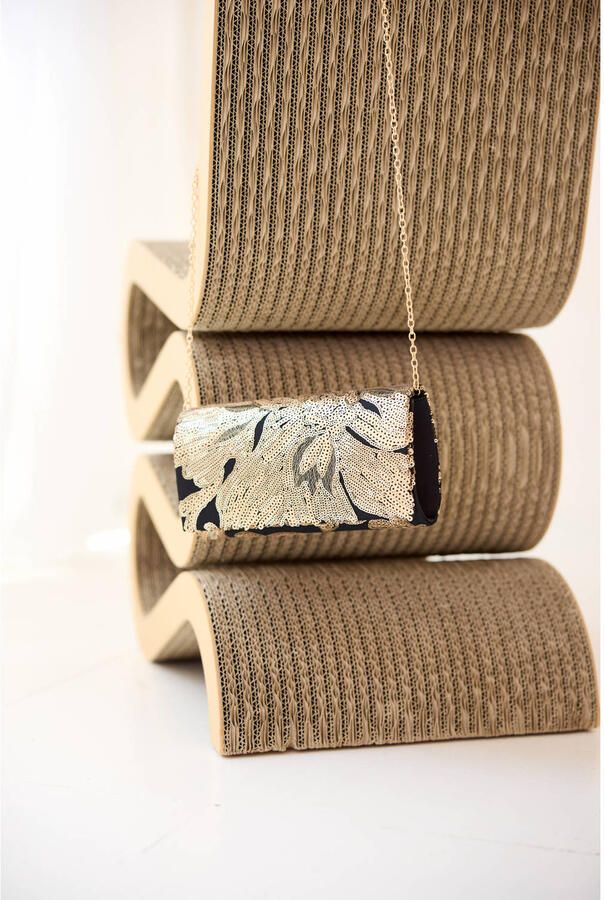 Bulaggi clutch met pailletten Flower zwart goudkleurig - Foto 4