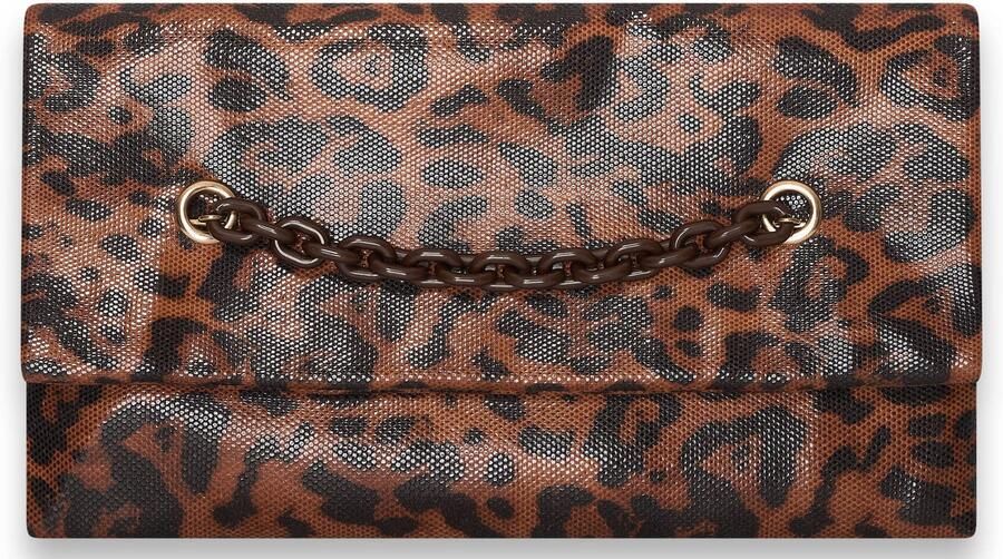 Bulaggi clutch met panterprint Leo Glossy bruin