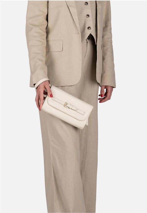 BURKELY leren crossbody clutch Demi ecru