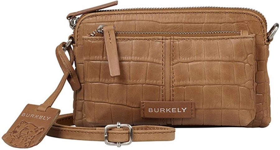 BURKELY leren crossbody tas Cool Colbie met crocoprint cognac