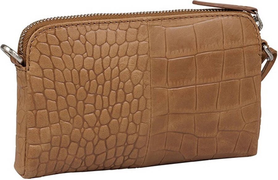 BURKELY leren crossbody tas Cool Colbie met crocoprint cognac