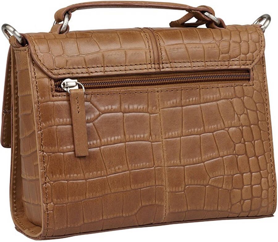 BURKELY leren crossbody tas Cool Colbie met crocoprint cognac