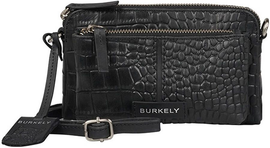 BURKELY leren crossbody tas Cool Colbie met crocoprint zwart