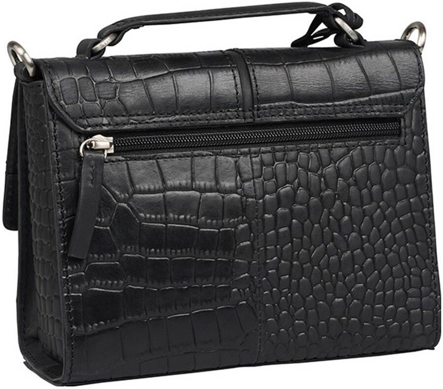 BURKELY leren crossbody tas Cool Colbie met crocoprint zwart