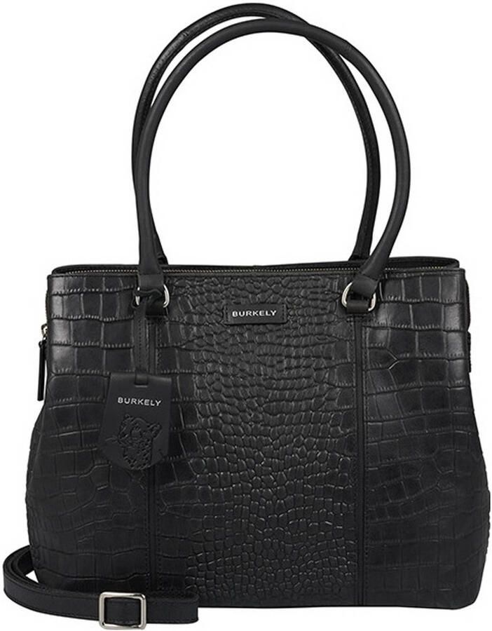 BURKELY leren handtas Cool Colbie met crocoprint zwart