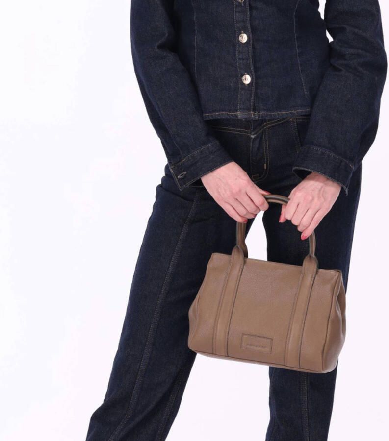 BURKELY leren mini handtas Soft Skylar taupe
