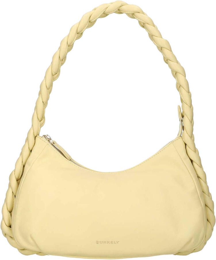 BURKELY leren schoudertas Braidy lichtgeel