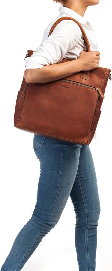 BURKELY leren shopper Antique Avery cognac - Foto 3
