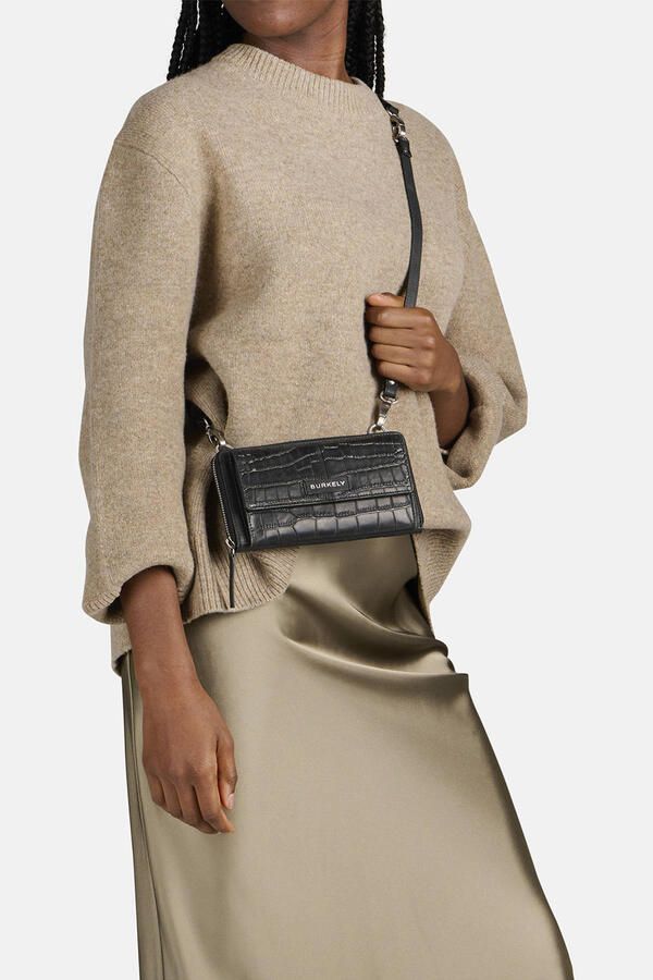 BURKELY leren telefoontasje Cool Colbie met crocoprint zwart