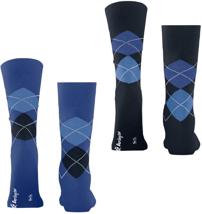 Burlington Sokken met labelapplicatie in een set van 2 paar model 'Everyday Argyle'