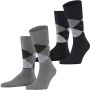 Burlington Sokken met labelapplicatie in een set van 2 paar model 'Everyday Argyle' - Thumbnail 1