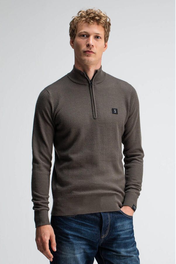 BUTCHER OF BLUE Heren Truien & Vesten Structure Halfzip Olijf - Foto 7