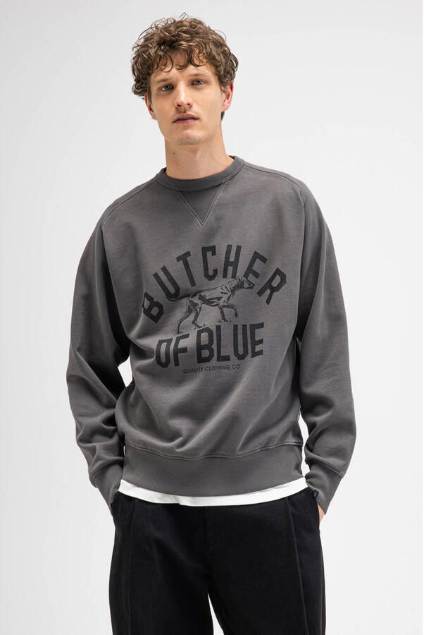 Butcher of Blue oversized sweater met logo grijs