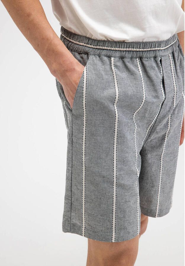 Butcher of Blue regular fit gestreepte casual short alaska blauw - Foto 2