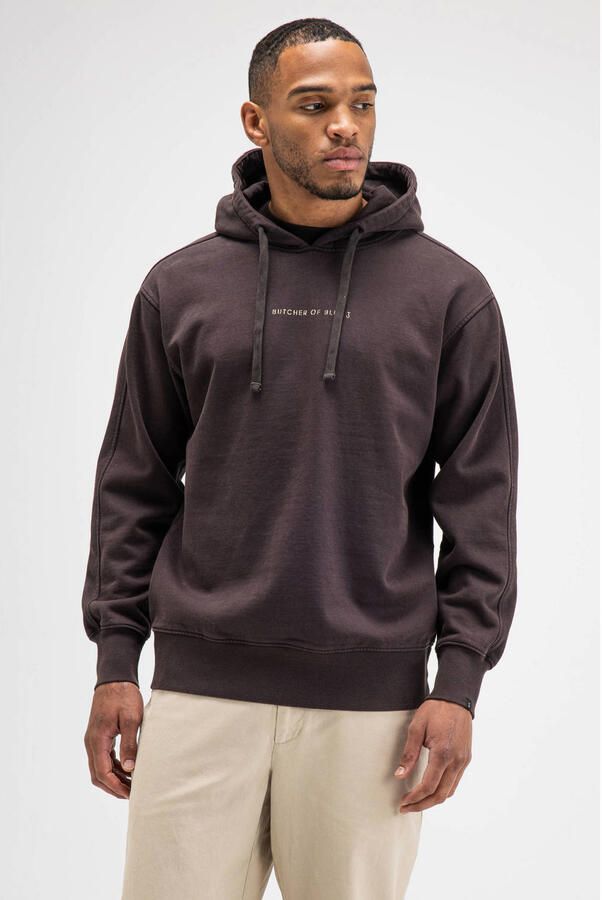 Butcher of Blue regular fit hoodie met backprint donkerbruin