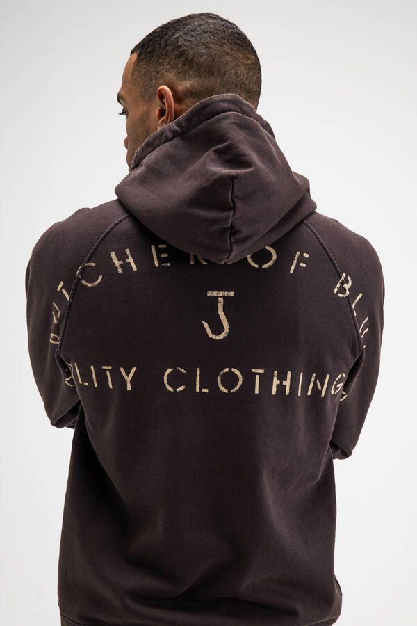 Butcher of Blue regular fit hoodie met backprint donkerbruin - Foto 2