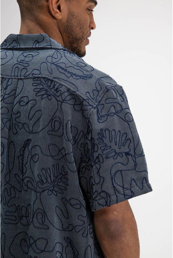Butcher of Blue regular fit overhemd met borduursels en print grijsblauw - Foto 3