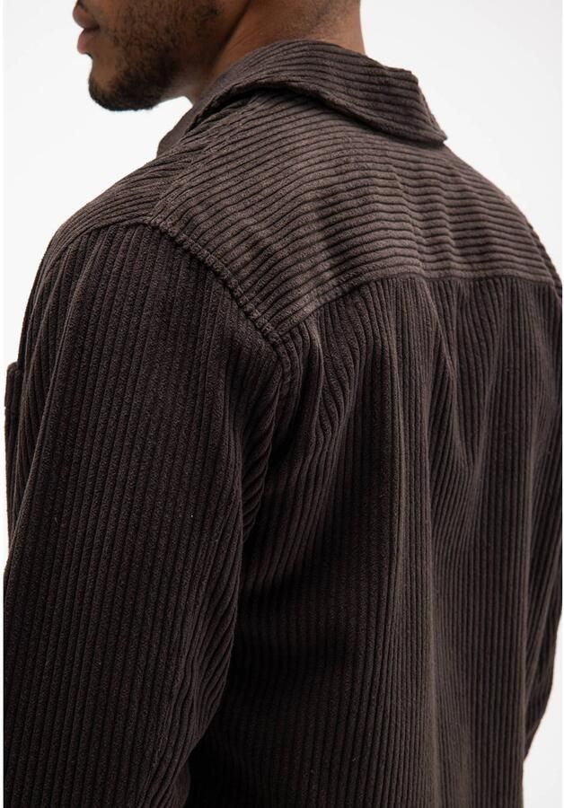 Butcher of Blue regular fit overshirt met corduroy details topaz brown - Foto 2