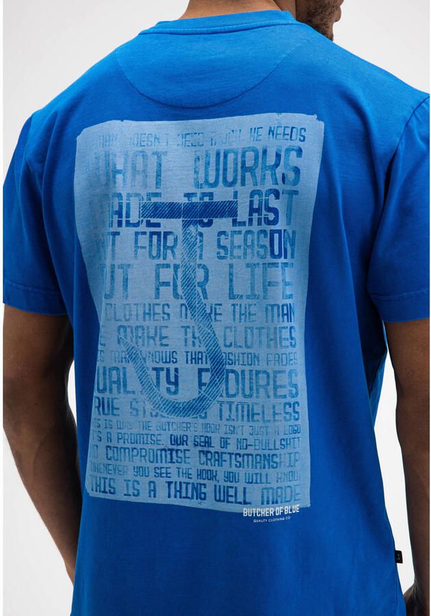 Butcher of Blue regular fit T-shirt met backprint blauw - Foto 2