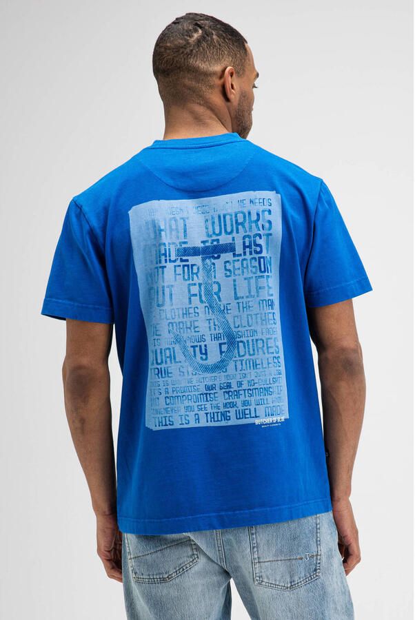 Butcher of Blue regular fit T-shirt met backprint blauw - Foto 3