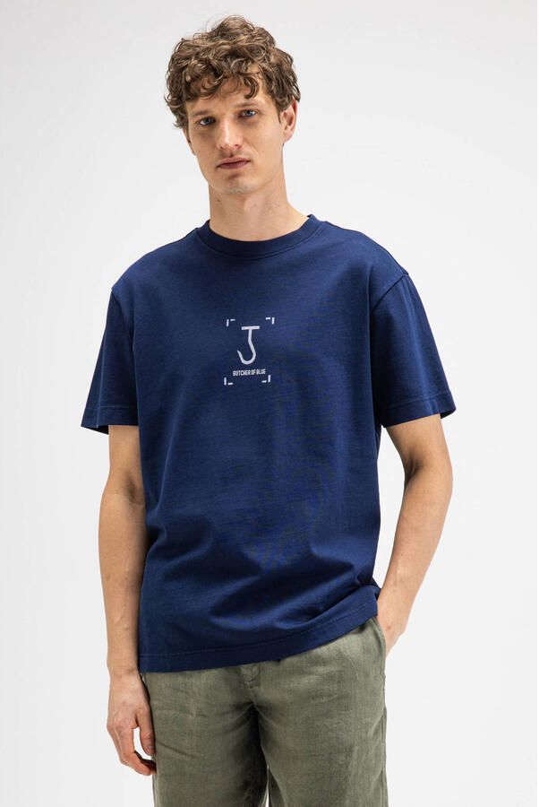 Butcher of Blue regular fit T-shirt met backprint donkerblauw