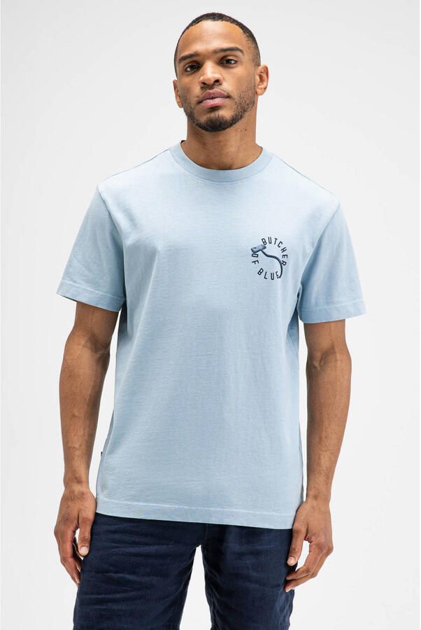 Butcher of Blue regular fit T-shirt met backprint lichtblauw