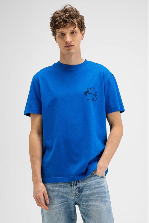 Butcher of Blue regular fit t-shirt met backprint poolblauw