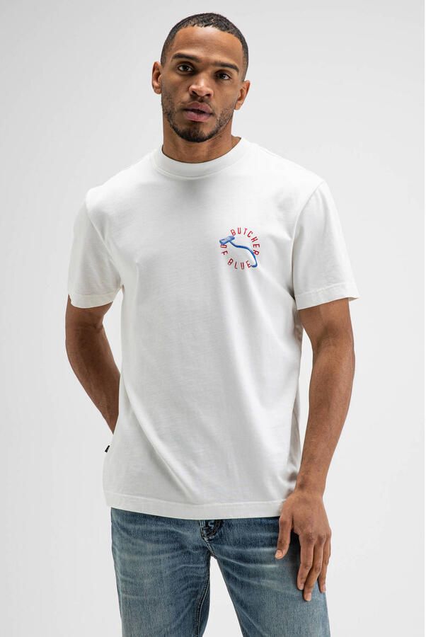 Butcher of Blue regular fit T-shirt met backprint titan wit
