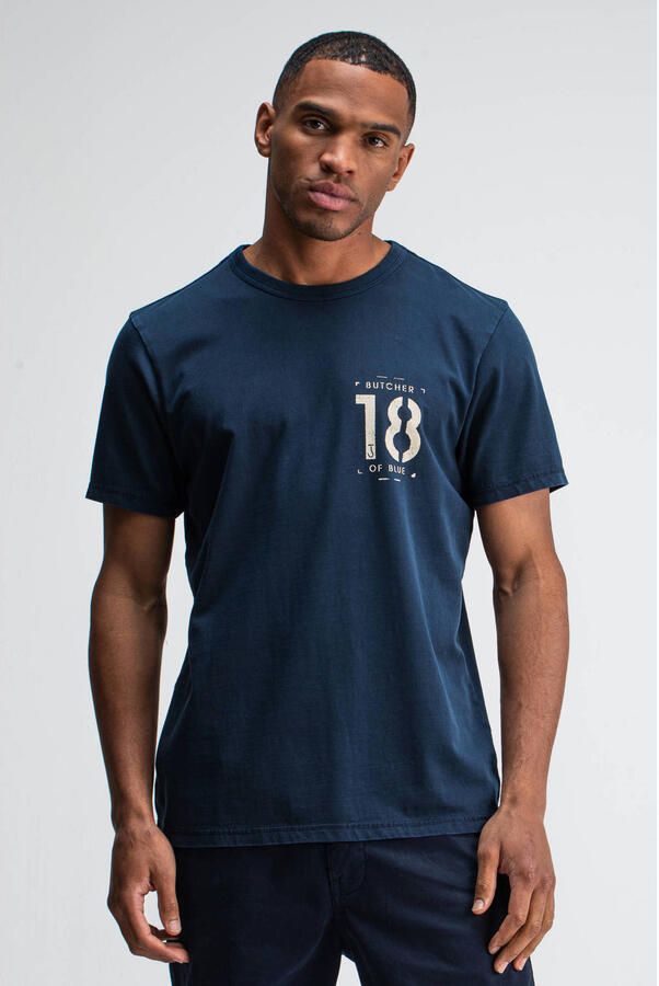 BUTCHER OF BLUE Heren Polo's & T-shirts Army 18 Stencil Tee Donkerblauw - Foto 6