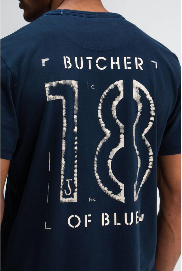 BUTCHER OF BLUE Heren Polo's & T-shirts Army 18 Stencil Tee Donkerblauw - Foto 5