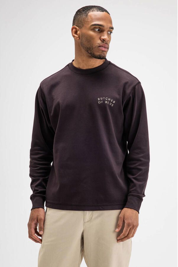 Butcher of Blue relaxed fit longsleeve met backprint en logo topaz bruin - Foto 5
