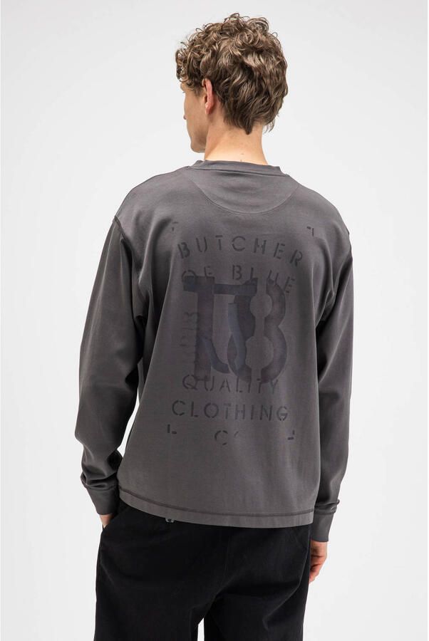 Butcher of Blue relaxed fit longsleeve met backprint grijs - Foto 2