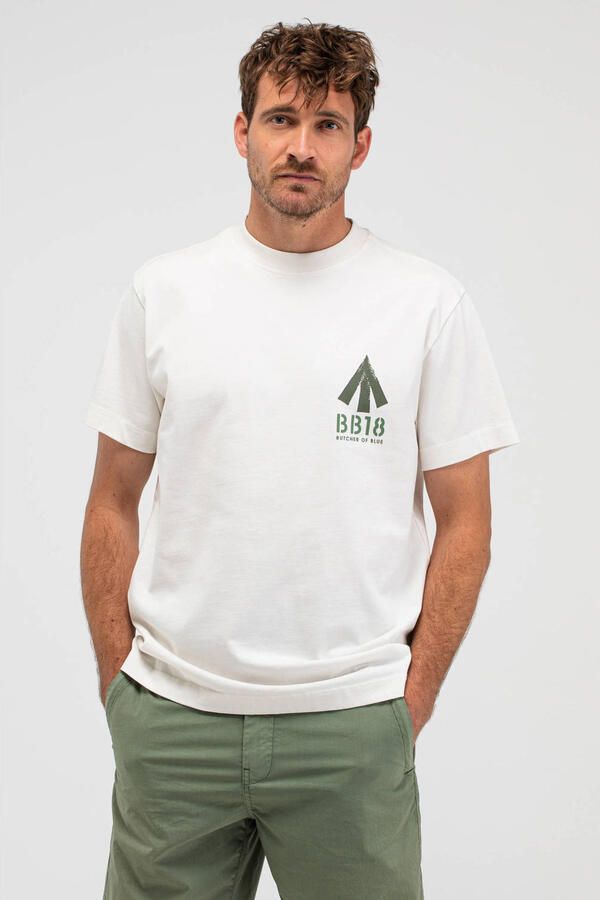BUTCHER OF BLUE Heren Polo's & T-shirts Army Carlow Loose Tee Creme - Foto 5